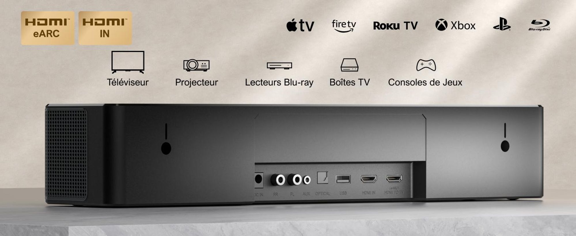 Barre de son ULTIMEA 7.1 Dolby Atmos pour TV, Système de son surround home cinéma, Poseidon D80 Boom