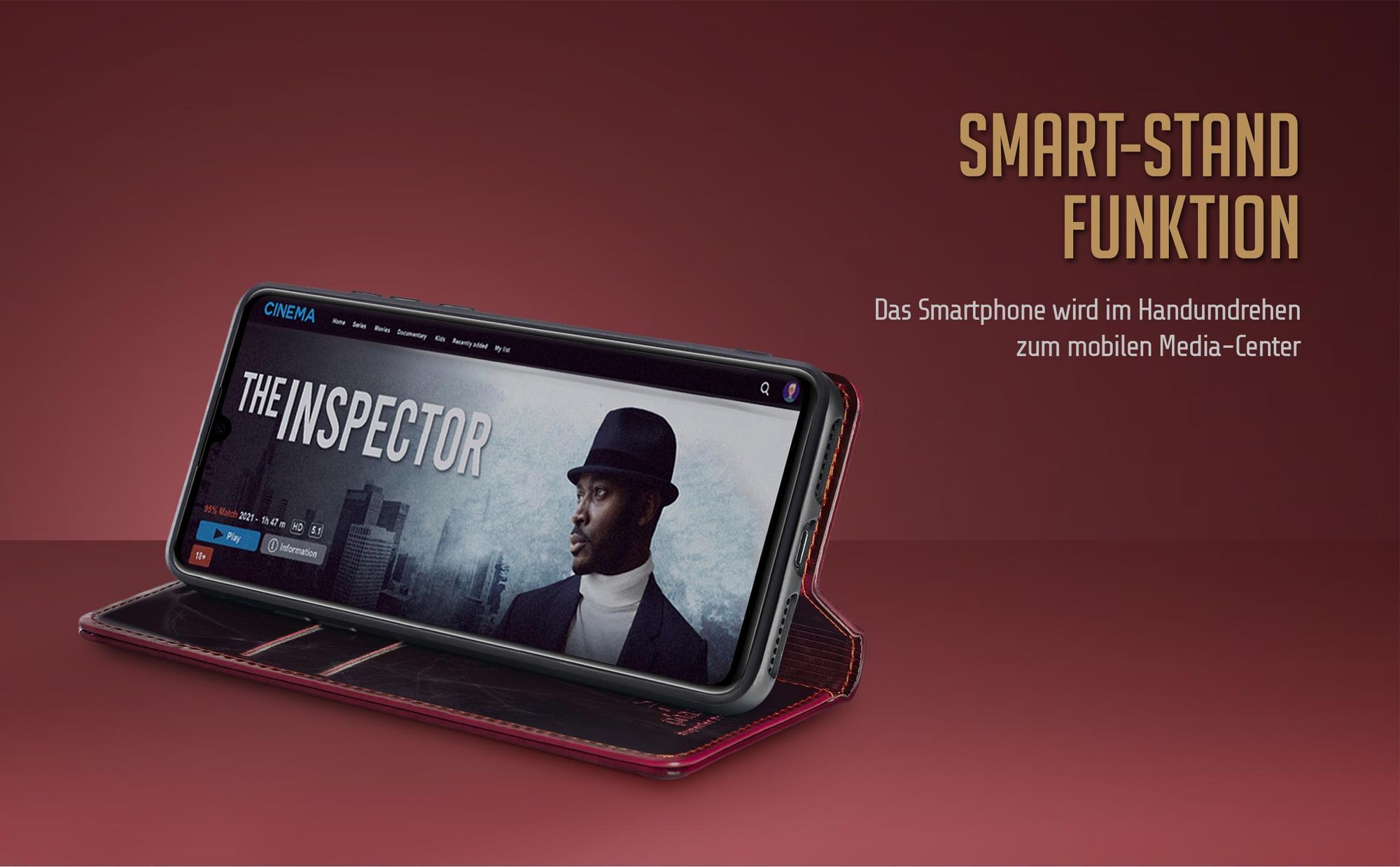 Weinrotes Wallet Case für Samsung Galaxy A26 5G mit Standfunktion