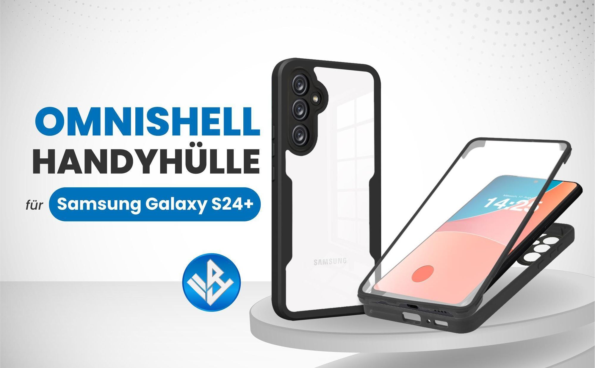 Schwarze 360 Grad Hülle für Samsung Galaxy S24+ mit Kameraschutz