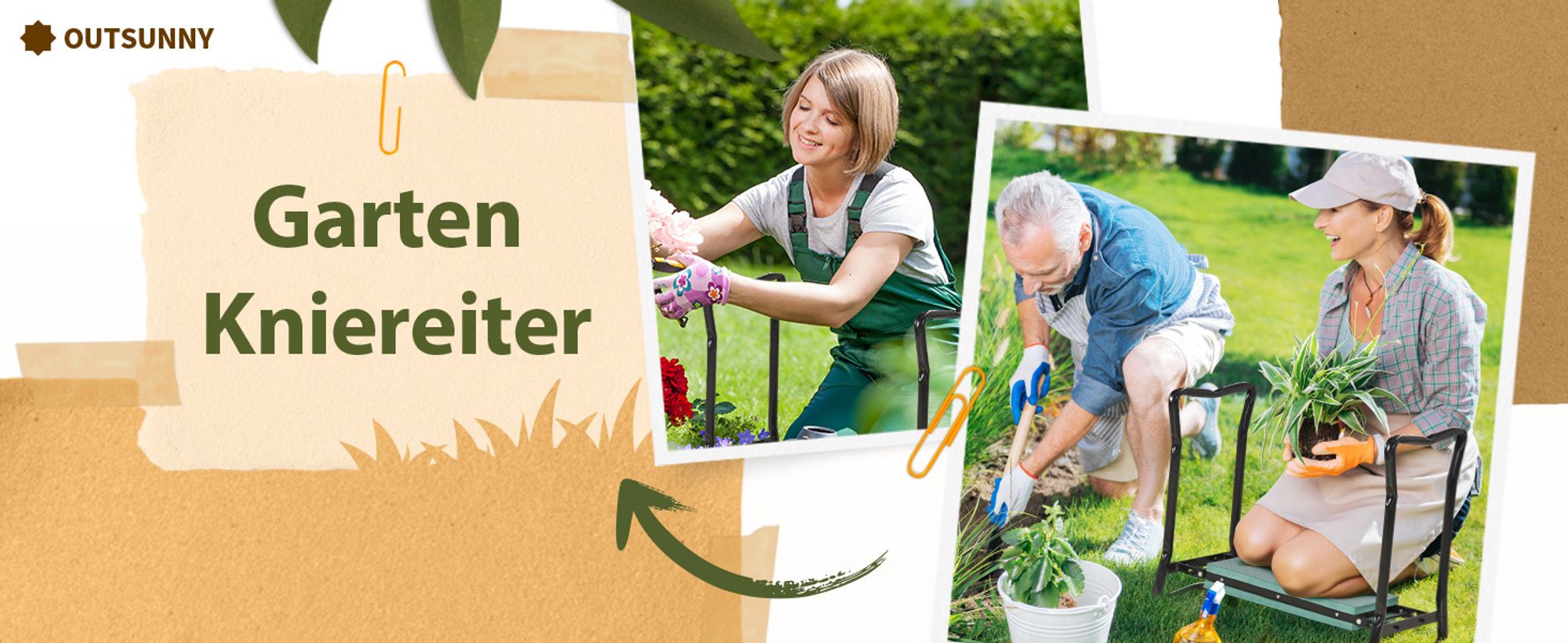 Outsunny Kniebank für Gartenarbeit Klappbarer Gartenhocker Kniehilfe bis 150 kg
