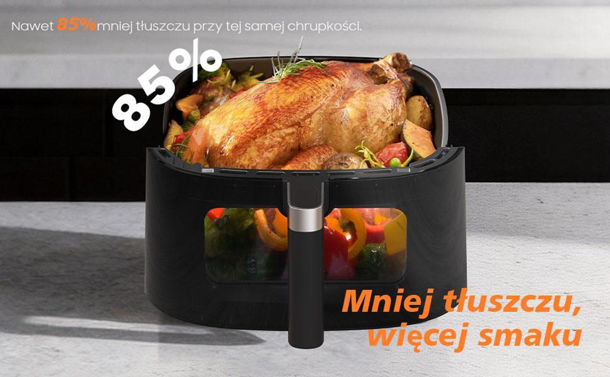 Frytkownica beztłuszczowa 6L Airfryer, 9 programów, 40–200 °C, funkcja podgrzewania, okno podglądu, powłoka nieprzywierająca, 1650 W, Czarny