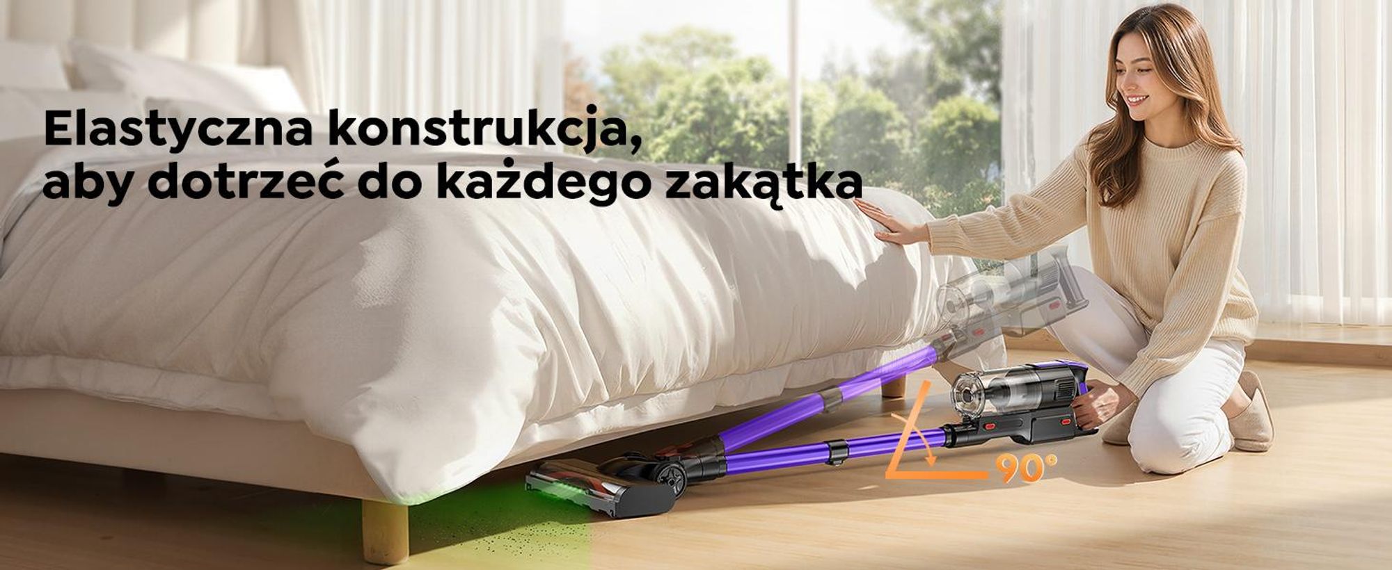 Buture VC100 Odkurzacz bezprzewodowy , odkurzacz bezprzewodowy 500W/45000pa z ekranem dotykowym, czas pracy do 55 minut