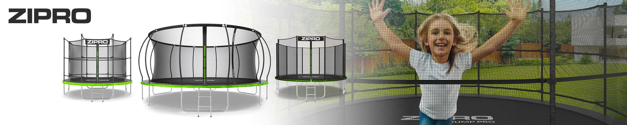 ZIPRO Trampolin Jump Pro IN | 6FT Ø 183cm | Gartentrampolin Kindertrampolin Komplett-Set inkl. Innennetz, Randabdeckung, Outdoor, Grün
