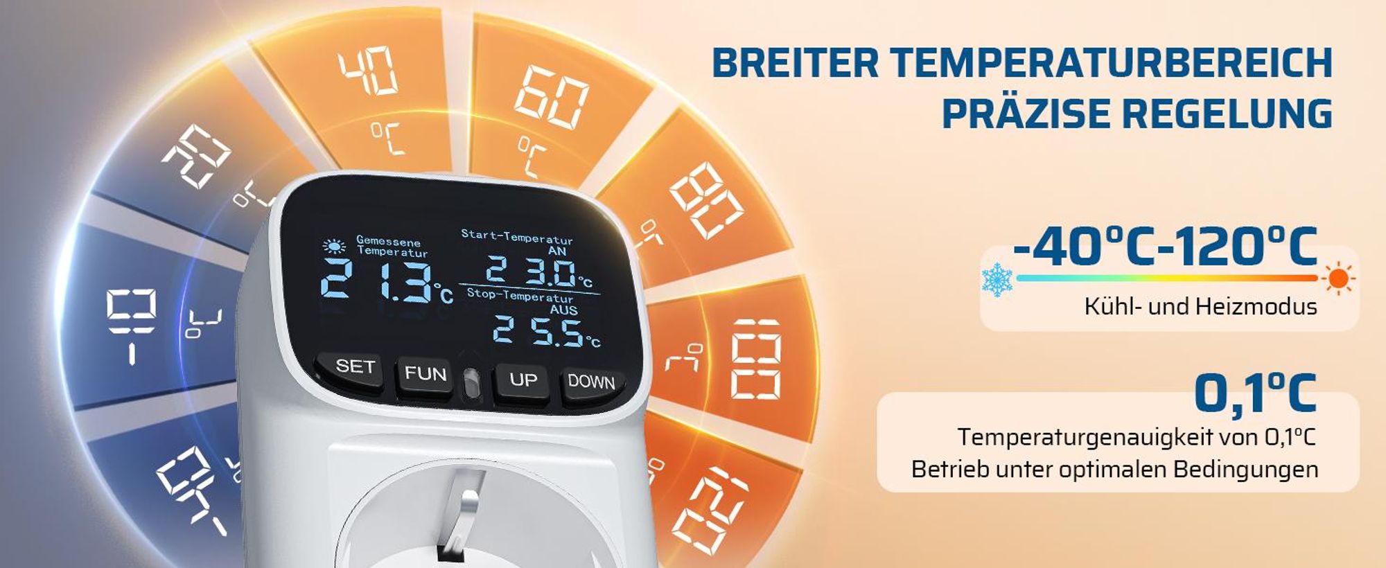 DEWENWILS Thermostat Steckdose, Temperaturregler mit LCD Display, Digitale Thermostat