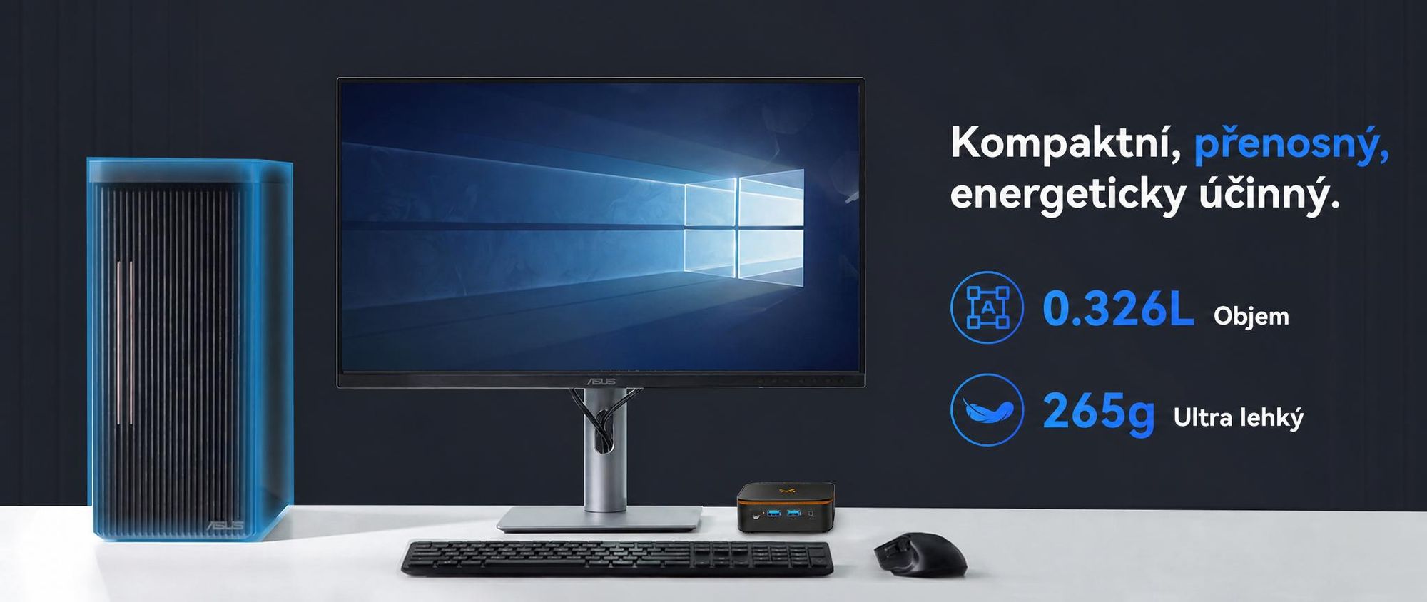 Mini PC Blackview-Huidun H50 s procesorem AMD Ryzen 3300U, grafickou kartou Vega 6, 16 GB RAM, 512 GB SSD, výstupem 4K a ultrakompaktním designem o objemu 0,35 l