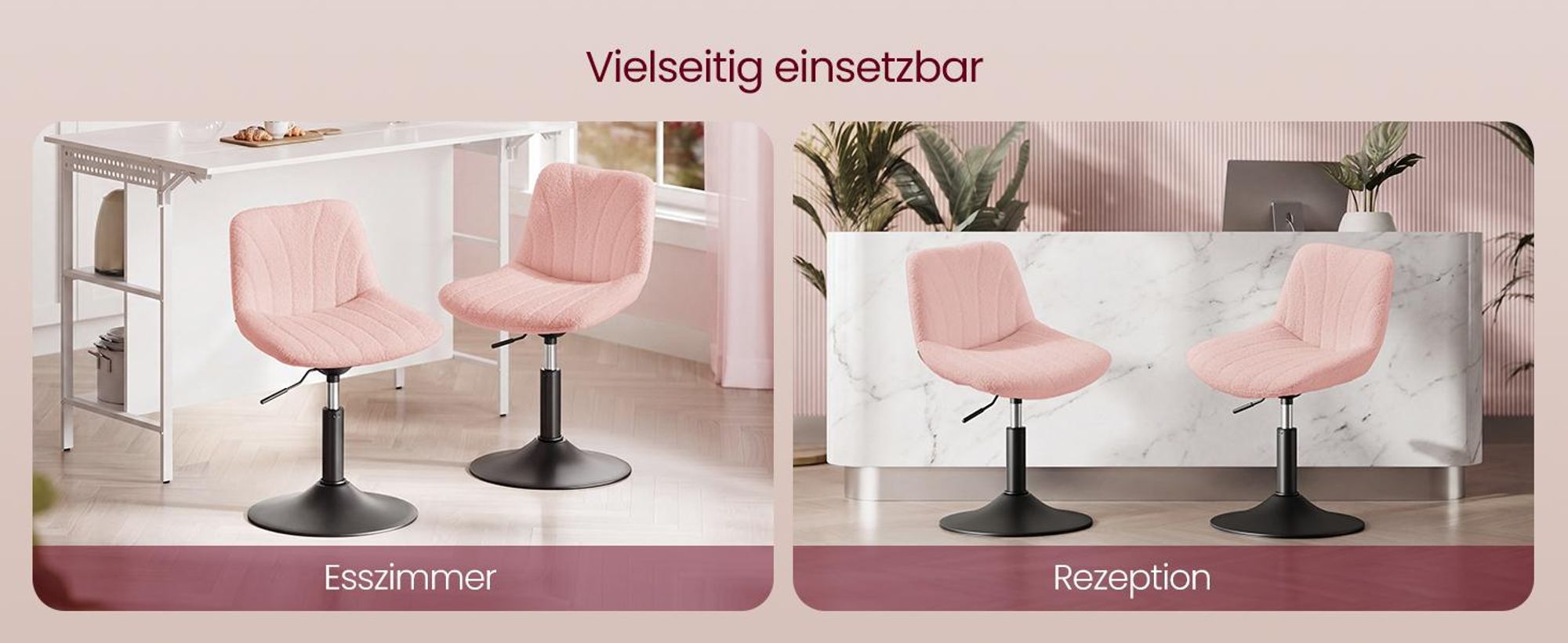 VASAGLE Schminkstuhl, Stizhocker, 65,5-77,5 cm höhenverstellbar, Barhocker, drehbar, PolyurethanBezug, weiß
