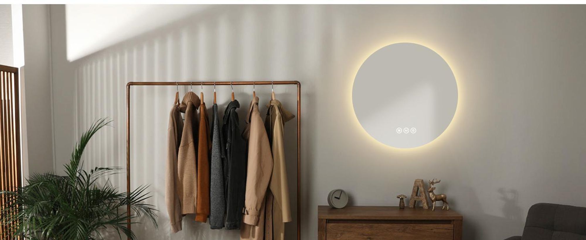 EMKE LED Badspiegel Rund 50 cm mit beschlagfrei Badezimmerspiegel 3 Lichtfarbe Badspiegel dimmbar LED Spiegel mit Touchschalter