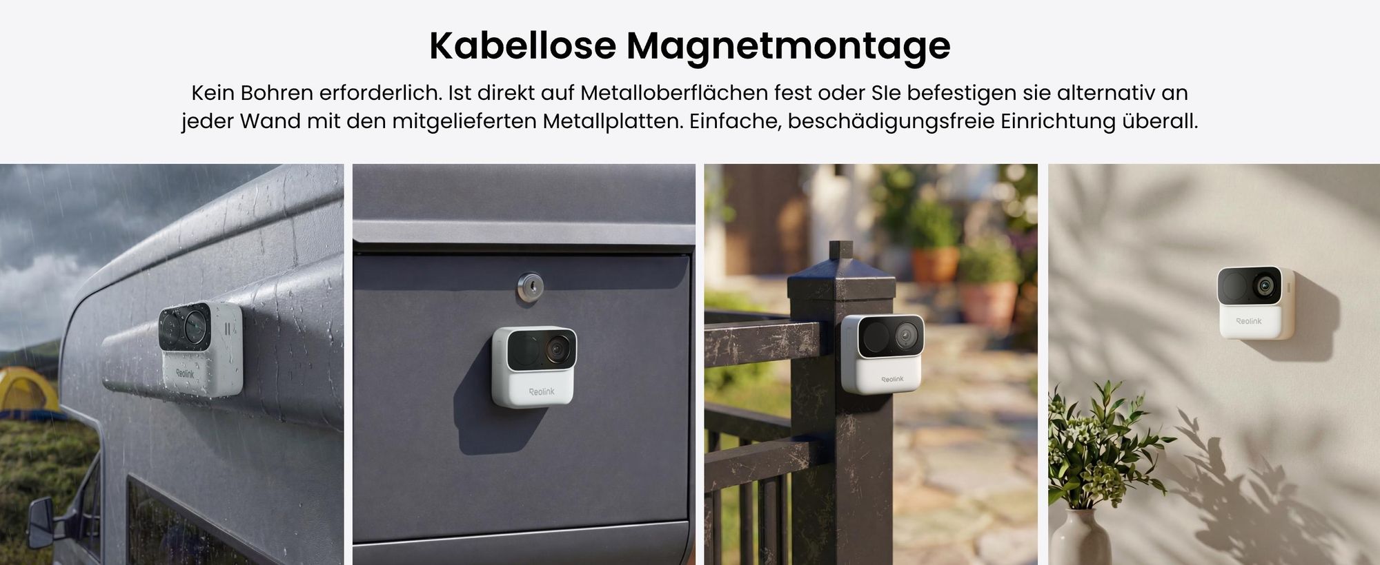 Reolink Argus MagiCam, 2MP 1080P Akku WLAN Überwachung Innen- & Außen, Magnetische Befestigung, Max. 9 Monate Batterielaufzeit, Intelligente Erkennung