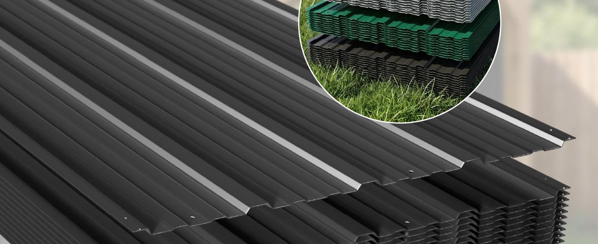 JUSKYS® Profilblech - Anthrazit 12er Set, verzinkter Stahl, 129x45 cm, wetterfest