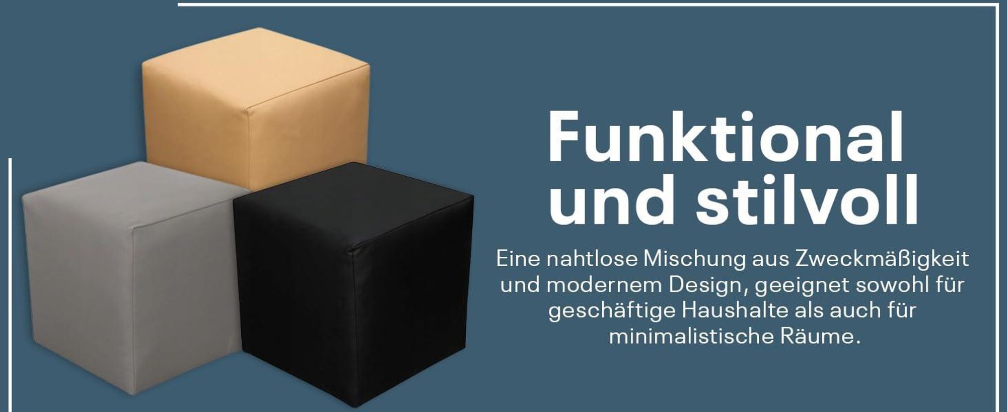 Sitzhocker Sitzwürfel | Bodenkissen Hocker | Sitzwürfel Kunstleder | Fußhocker Wohnzimmer | Sitzwürfel 40x40x40 | Sitzwürfel Holzwerkstoff (Weiß)