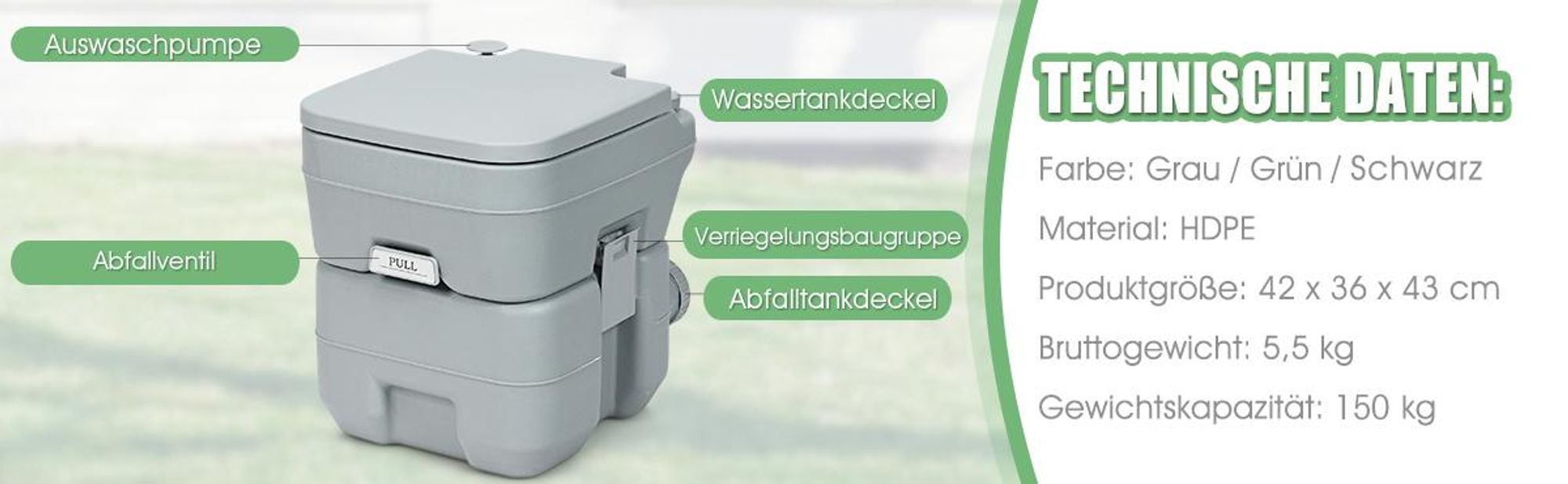 COSTWAY Toilette Portable Camping Réservoir Détachables 20L 10L-Évier à Main à Roulette-Réservoir 17 L-Pompe à Pied-Robinet-Gris - Auto COSTWAY Toilette Portable Camping Réservoir Détachables 20L 10L-Évier à Main à Roulette-Réservoir 17 L-Pompe à Pied-Robinet-Gris - Auto