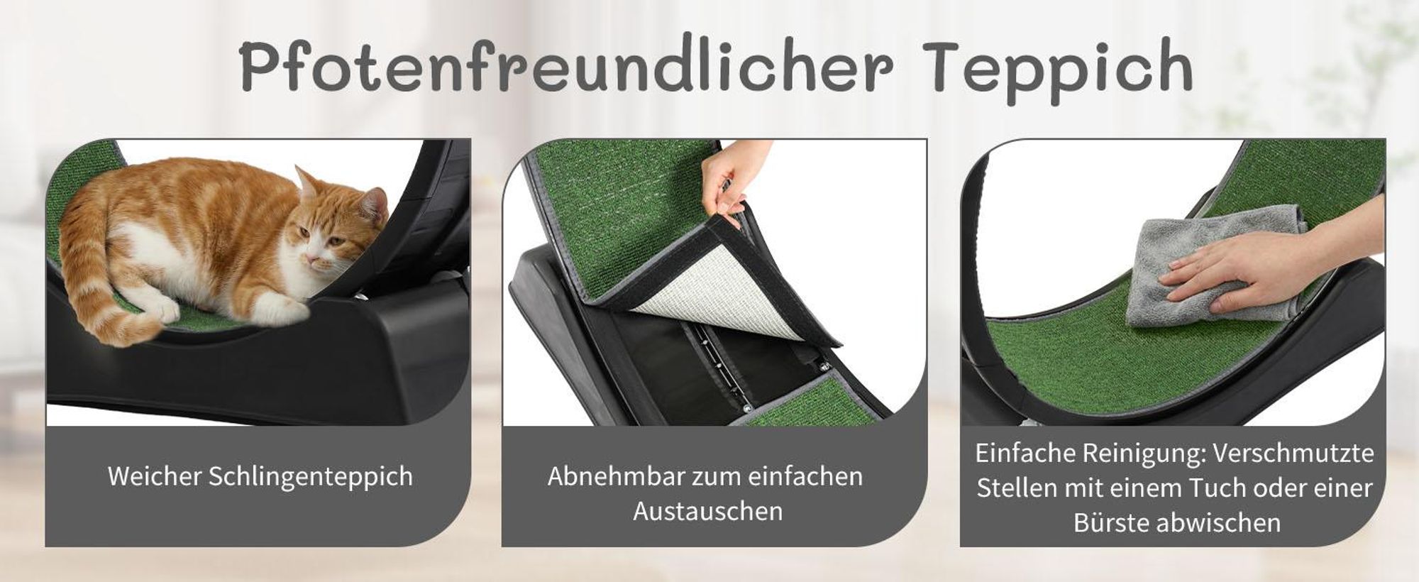 FCH Katzenlaufrad, Laufband für Katzen, Innendurchmesser 80cm, PP-Kunststoff, leise Laufband und Sicherheitsschloss-Design, Schwarz