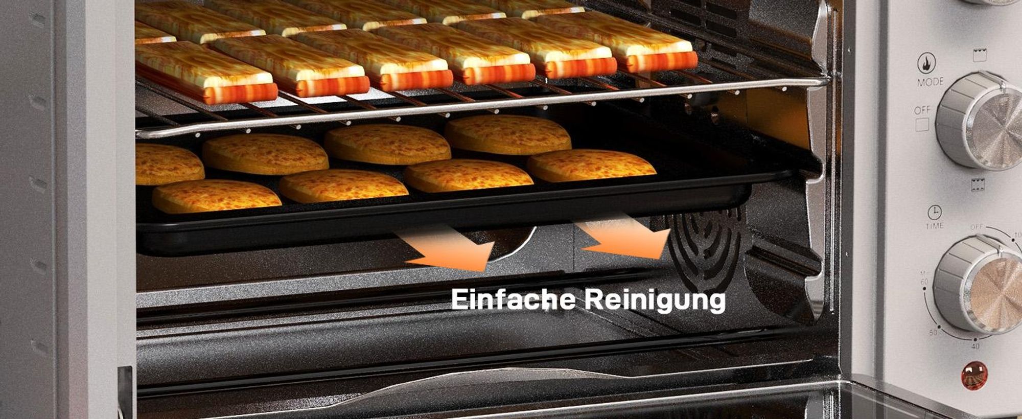 HOMCOM Mini Backofen 21L Pizzaofen Miniofen mit Backblech Grillrost Krümmelblech