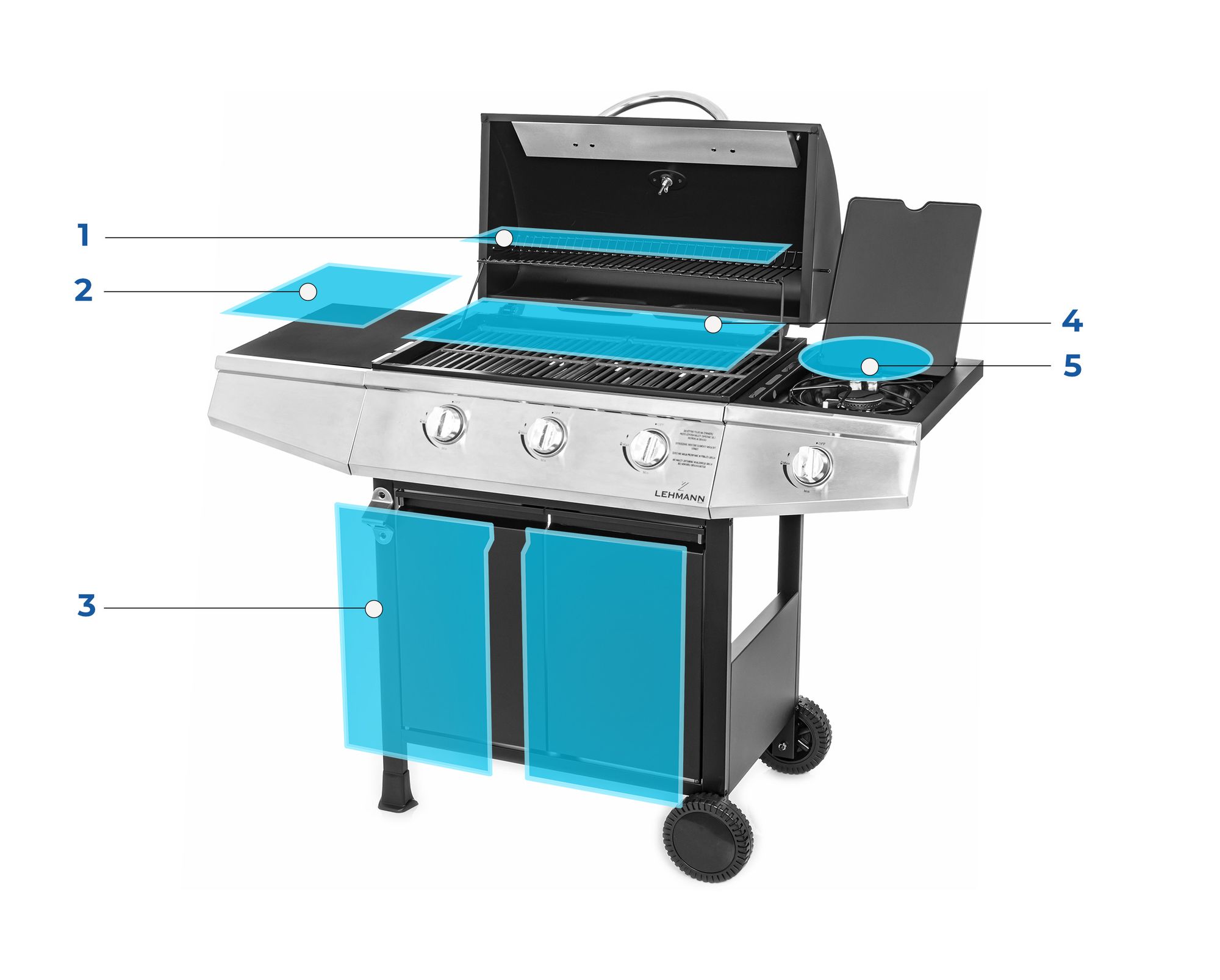 Mocny grill gazowy stalowy ruszt LEHMANN TEXAS 3+1