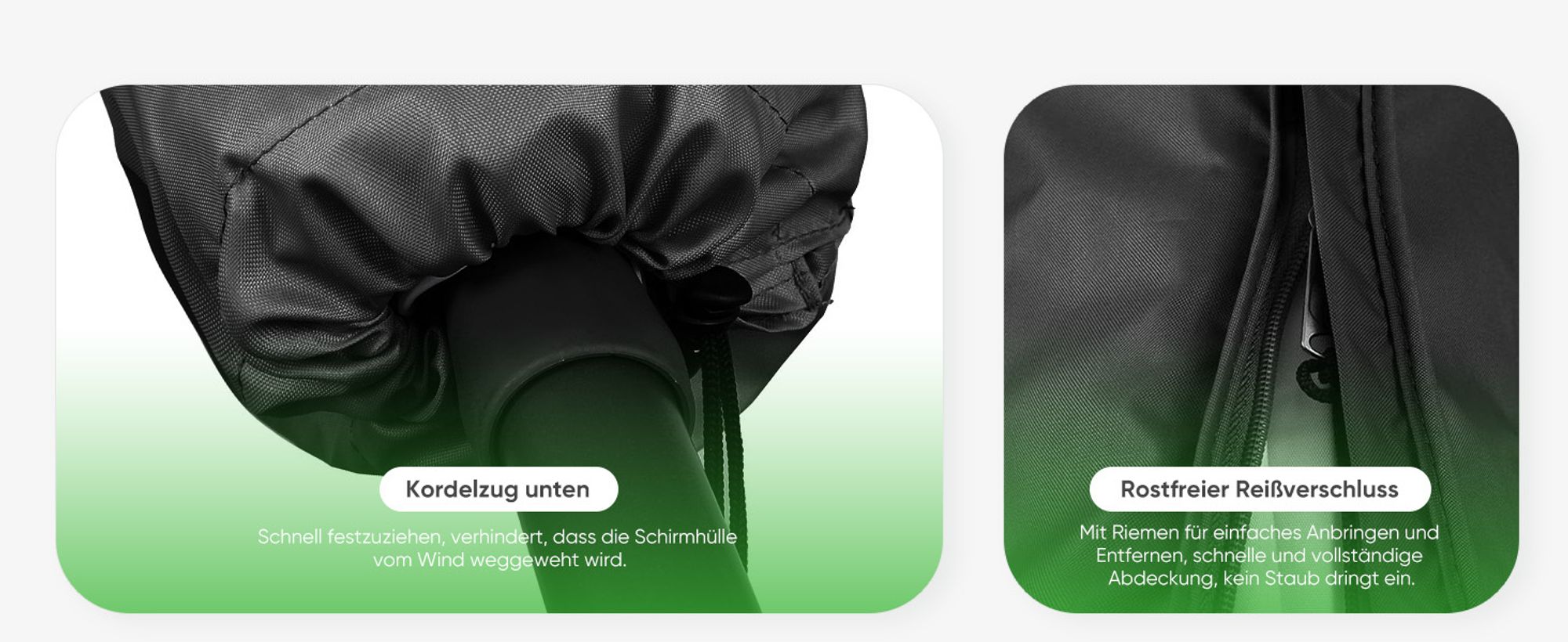 Sekey Schutzhülle Sonnenschirm, für  Sonnenschirmhülle 2m durchmesser, Schirmhülle Marktschirm, aus 100% Polyester, Schwarz