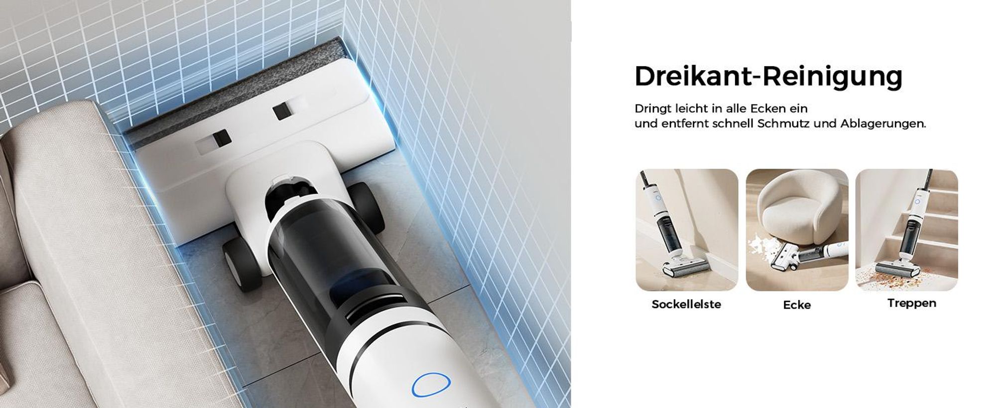 Nass-Trocken-Akkusauger 2026 Nass Trockensauger,180° Lay-Flat- Redkey W15 PRO - 65°C Flashdry,45 Min Laufzeit, 3-seitige Reinigung, 22 kPa Saugeleistu