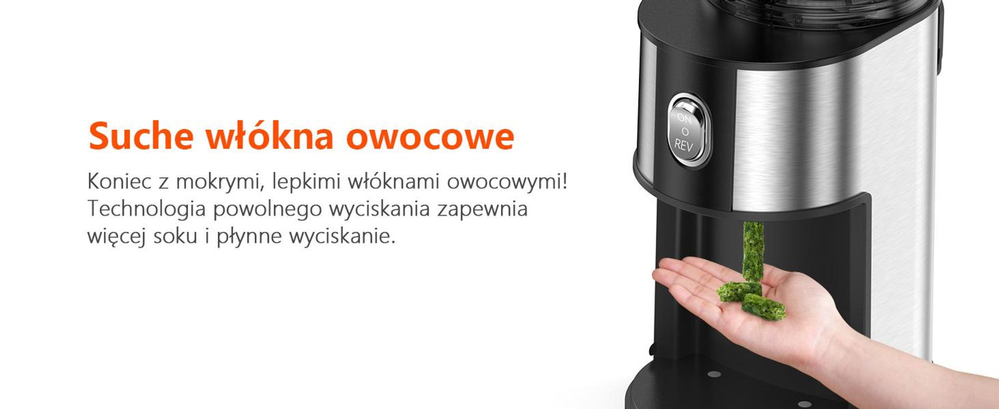 CelerySpec SJ-048-EU-SS Wolnoobrotowa Sokowirówka - 250W Potencia 1.8L Duża pojemność Dwa otwory do podawania soku 130 mm i 45 mm - Argento