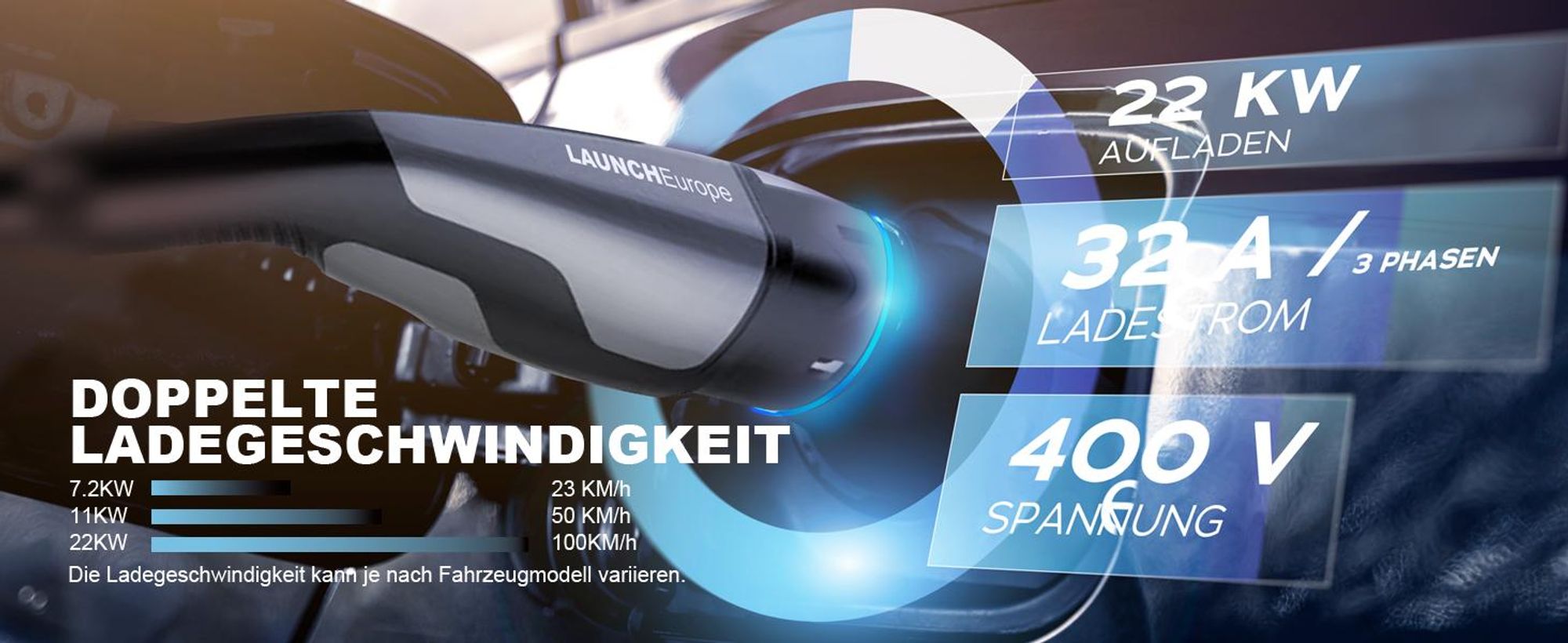LAUNCH Typ 2 Ladekabel 22 kW 7M 32 A Ladekabel Elektroauto Typ 2 3 Phasig für E Auto EV/PHEV Typ 2 auf Typ 2,für T-Mode und E-Golf-Serienfahrzeuge