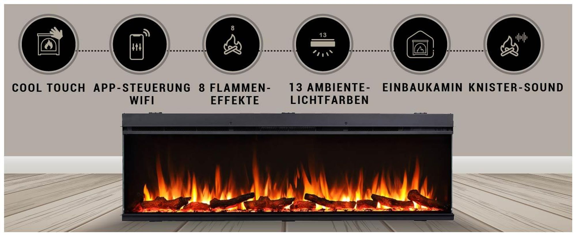 Elektrokamin BALDERIA Athena 60 - Einbaukamin - Schwarz