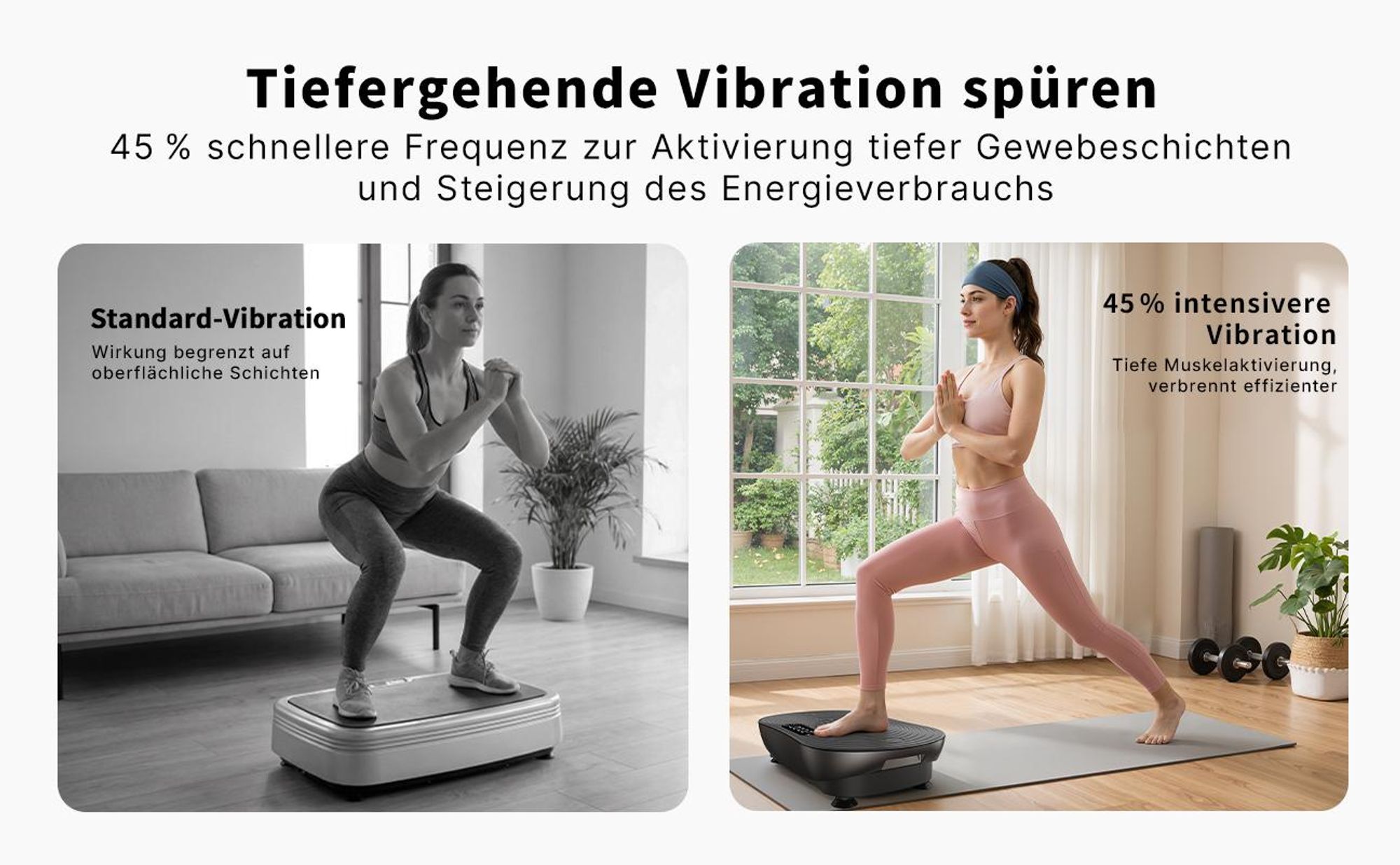 Vibrationsplatte, leise und Kompakte Vibrationsplatte mit LED-Display, mit Fernbedienung, für Ganzkörpertraining zu Hause, bis 158 kg
