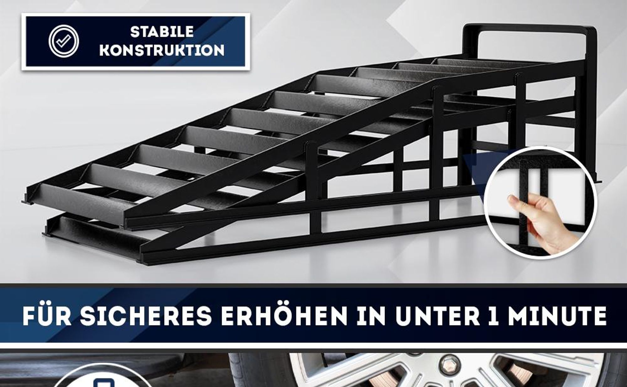WERKTHOR Auffahrrampe PKW Metall - [2er Set] Auffahrrampen für maximalen Halt [<3t] - Hochbelastbare Rampe Auto für jeden Untergrund