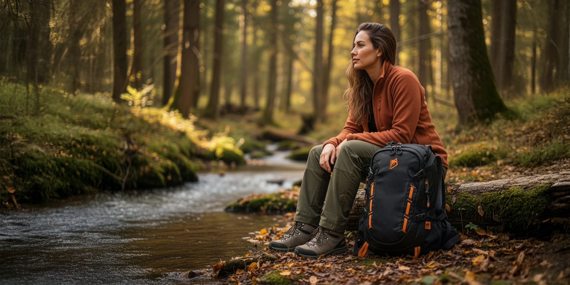 Wanderrucksack 40L Trekkingrucksack Herren & Damen, Titan-Core™ Nylon Outdoor Rucksack mit Regenschutz & Hüfttaschen, EVI SPORT Explorerpack Schwarz