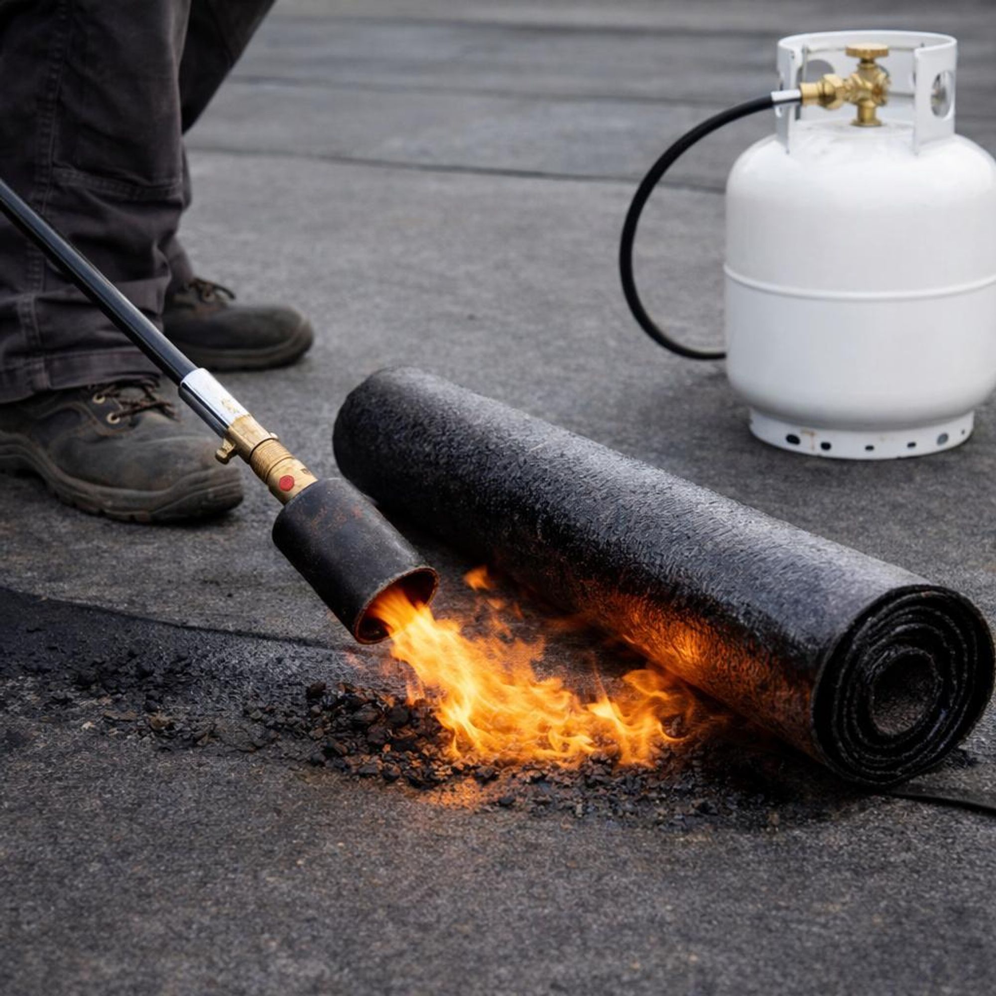 MARPOL | Abflammgerät, für Dachpappe, mit 89cm Zündung, 90kW, Gasdruckregler, Unkrautbrenner Gas Anwendung, Ideal für Unkrautbeseitigung, Teer- und Teichfolienarbeiten