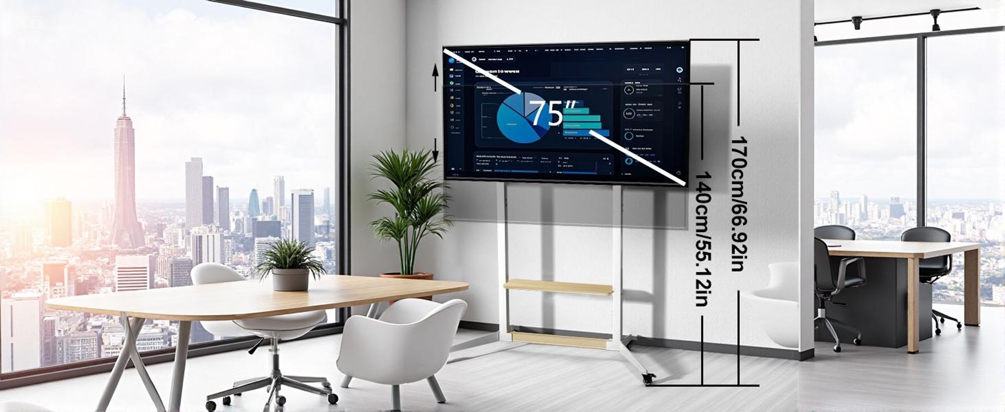 WISFOR TV Standfuss Höhenverstellbar, TV Ständer Rollbar, TV Wagen mit Ablagen für 40-100 Zoll Fernsehstand, VESA 800x600mm, bis Max 100kg