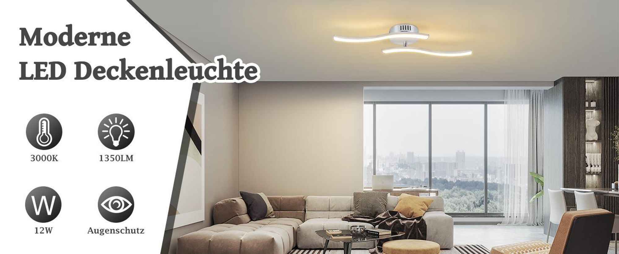 ZMH Plafonnier LED Cuisine Plafonnier : Moderne Lampe de cuisine argent 12W Lampe de couloir 3000K Blanc chaud Vagues Design Lampe de chambre à coucher Eclairage intérieur Plafonnier pour salon chambre couloir bureau