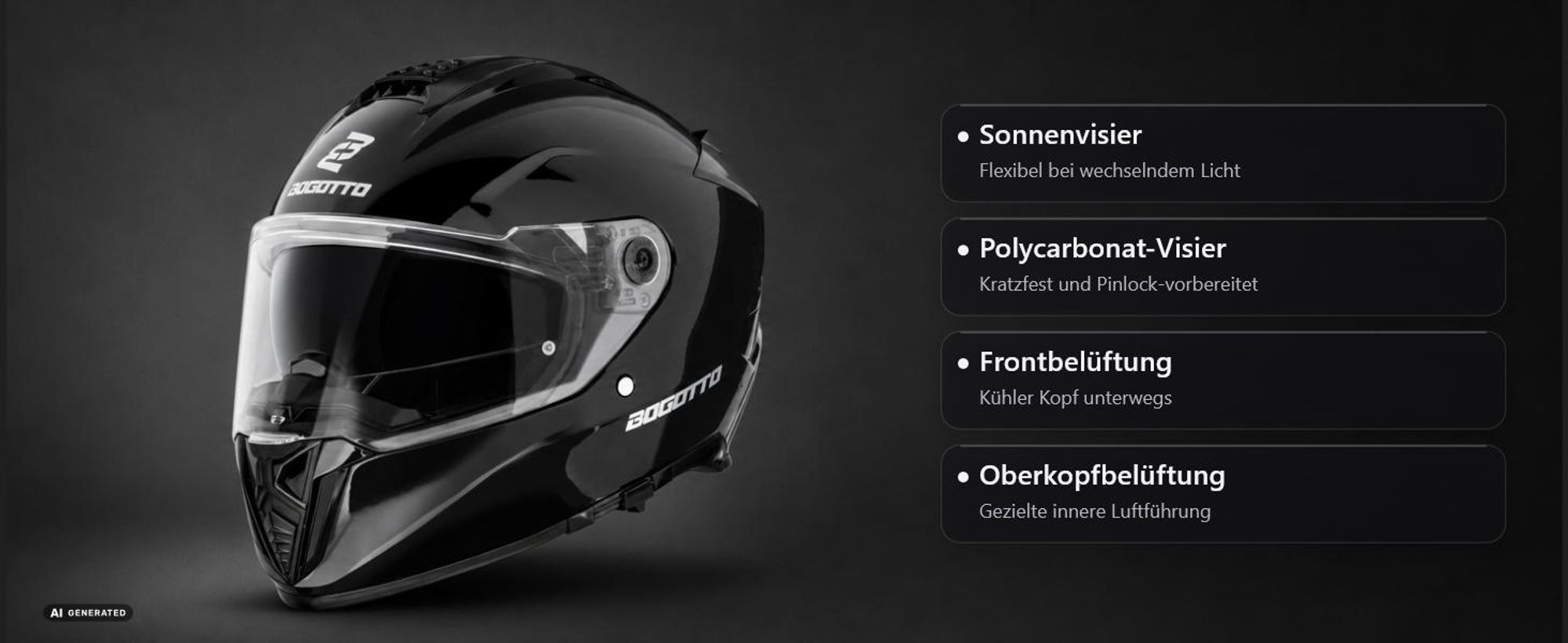 Bogotto FF122 SVK Solid Helm, schwarz matt, L (59/60)