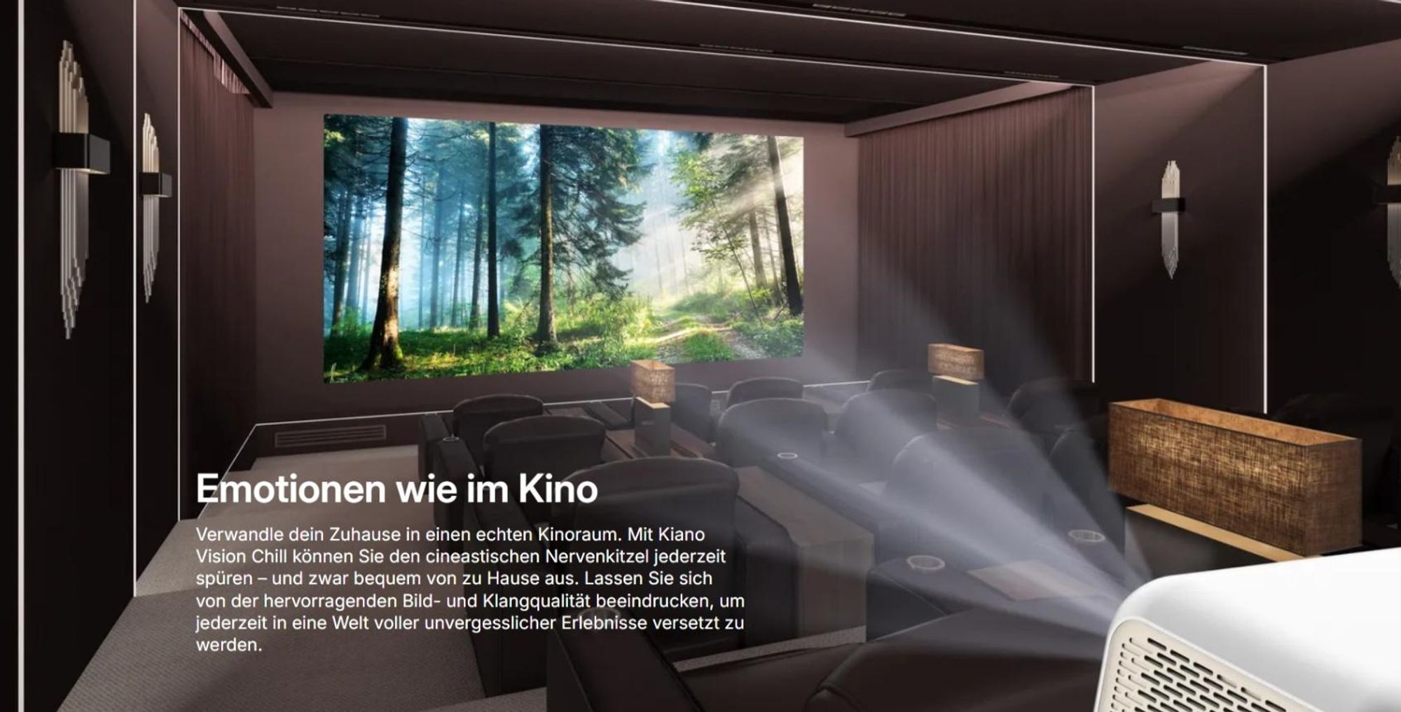 Kiano Chill Projektor Smart Tragbarer, Full HD, 1920x1080, Trapezkorrektur, Android, Airplay, Miracast, Eshare, Bluetooth, 250-350 ANSI Lumen, Wi-Fi