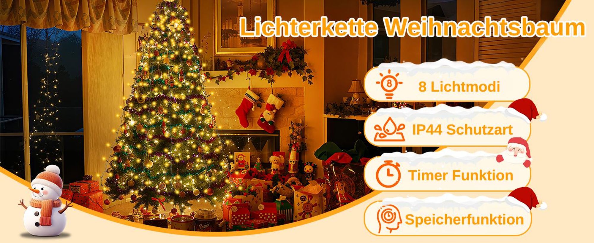 2M Weihnachtsbaum Lichterkette mit Stern 410 LED 8 Lichtmodi Christbaum Lichternetz Wasserdicht Christbaumbeleuchtung