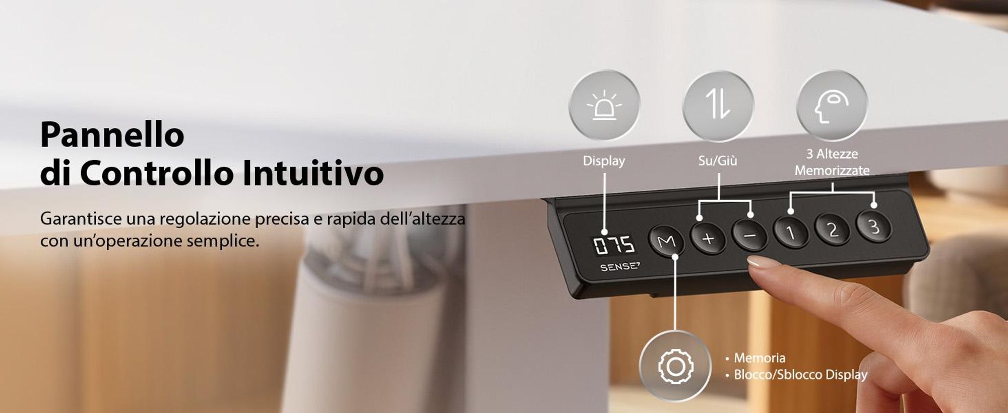 SENSE7 NOJO Scrivania angolare regolabile in altezza, modello Light Corner, con sistema elettrico, dimensioni 160x140, forma a L, scrivania regolabile in altezza, doppio motore, struttura con memoria, colore bianco, scrivania per computer