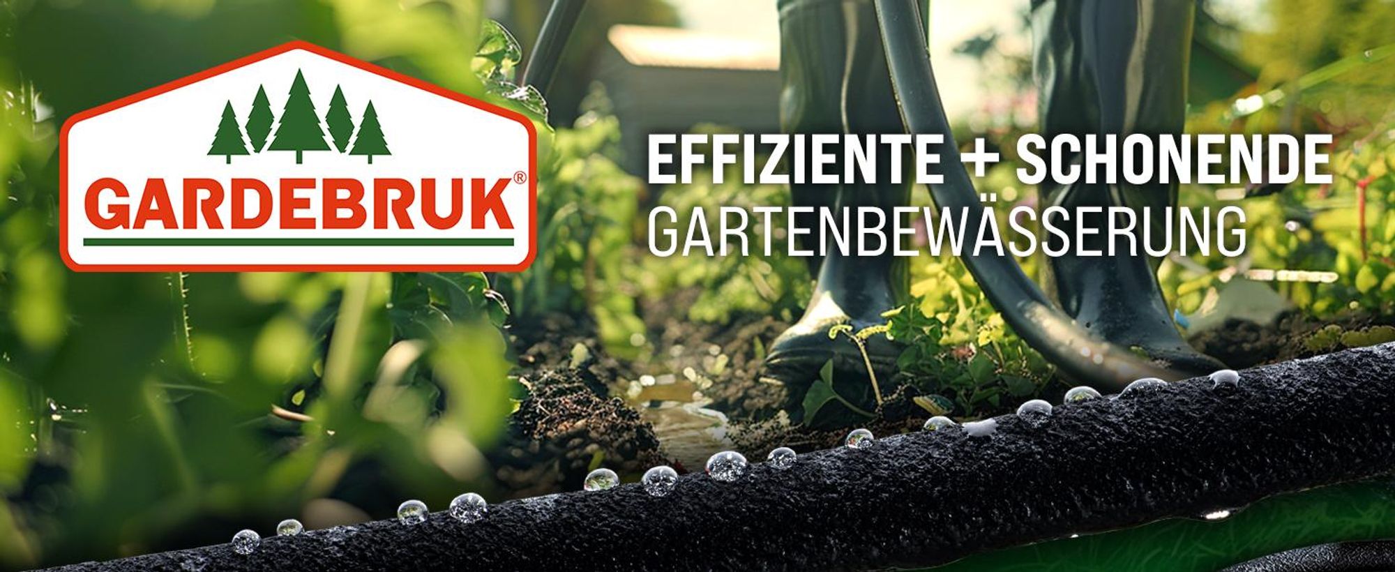 GARDEBRUK® Bewässerungsschlauch 15 m 1/2 Zoll T-Verbinder Ober- & Unterirdisch verlegbar Garten Perlschlauch Tropfschlauch Bewässerung