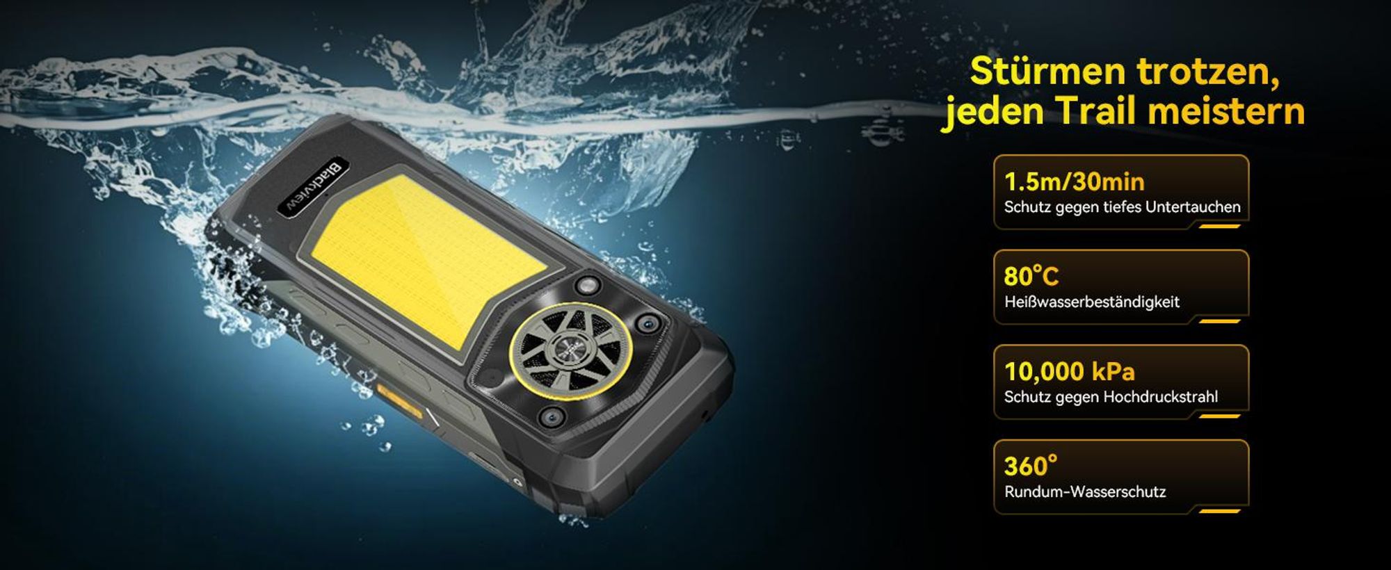 Blackview ROCK 5 Outdoor Smartphone Ohne Vertrag, 48+256GB, Android 16, 20000mAh, 33W, 120Hz, 2.4K, NFC, 108MP+50MP+20MP, 348LM, IP69K&IP68