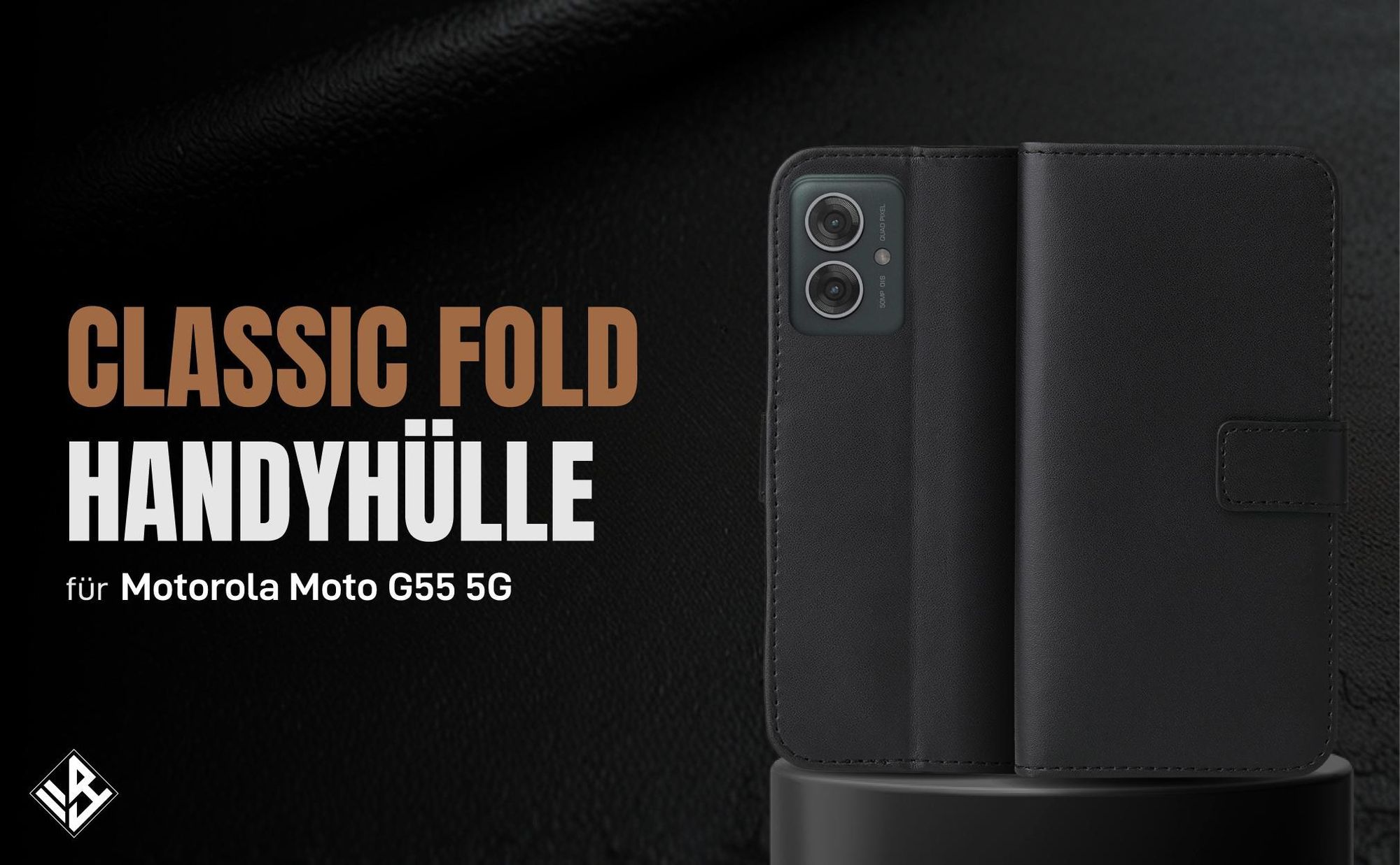Schwarze Klapphülle für Motorola Moto G55 5G mit Wallet-Funktion