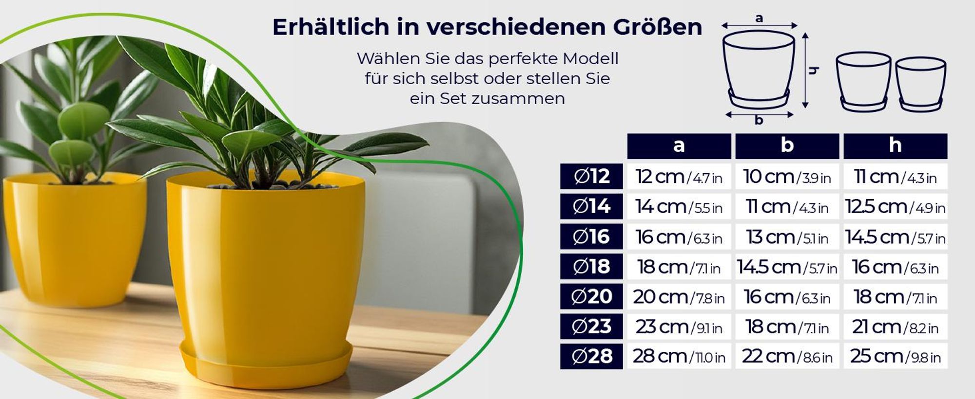 KADAX Blumentopf "Turi", Pflanzkübel mit Untersetzer, 20cm, Weiß