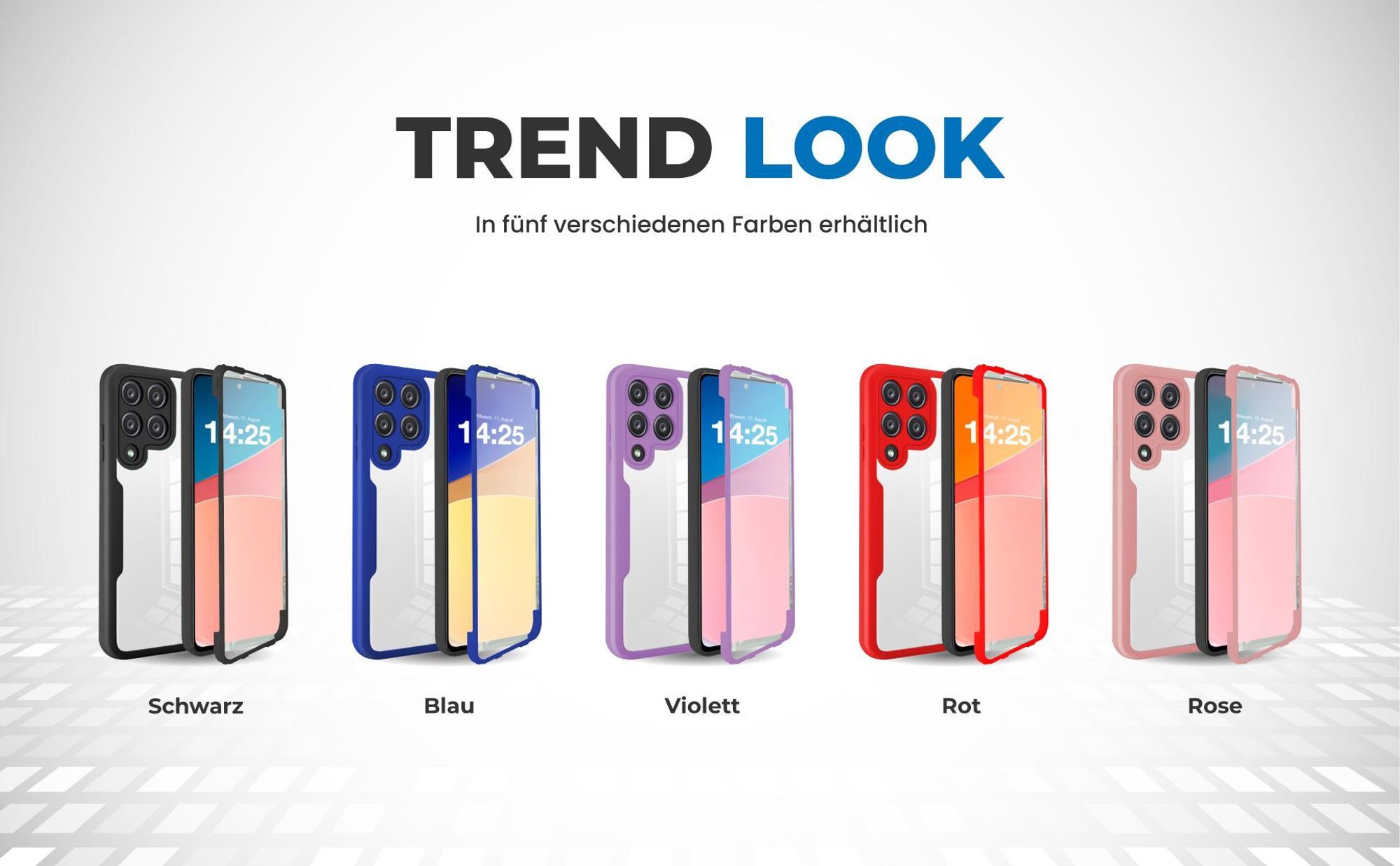 360 Grad Cover Front Back für Samsung Galaxy A12 in verschiedenen Farben