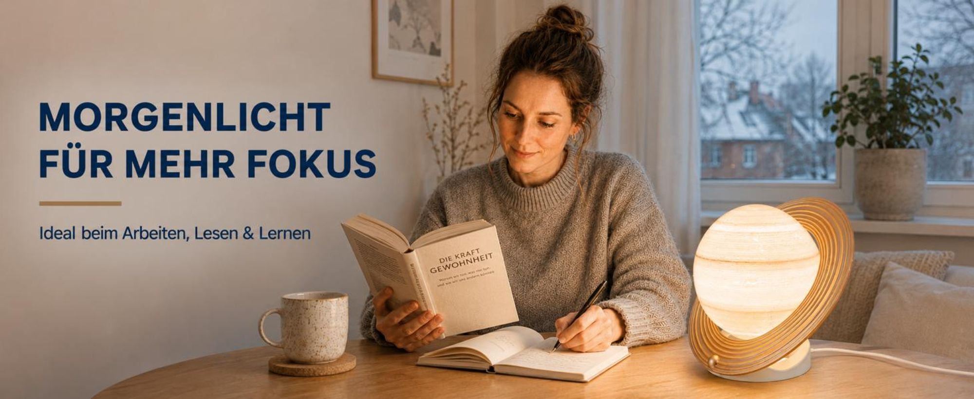 Tageslichtlampe 10000 Lux im Saturn-Design, UV-freie Vollspektrum-Lichttherapielampe, 3 Farbtemperaturen, stufenlos dimmbar, Timer, Fernbedienung,Gold