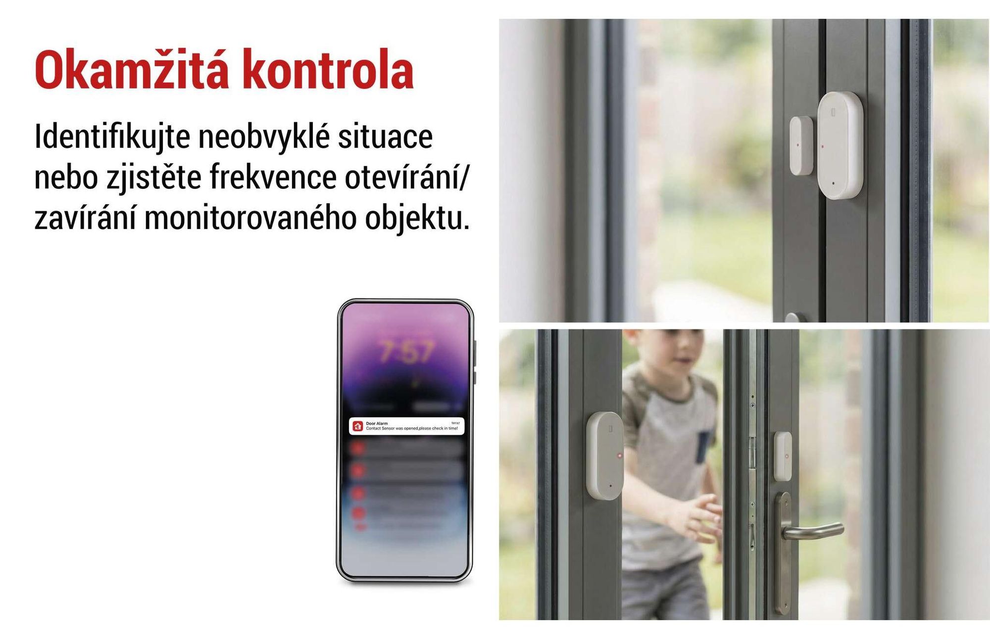 EMOS GoSmart ZigBee dveřní senzor s aplikací, bezdrátový magnetický okenní senzor pro domácí automatizaci nebo alarm, vnitřní, s páskou, bílý, H5025