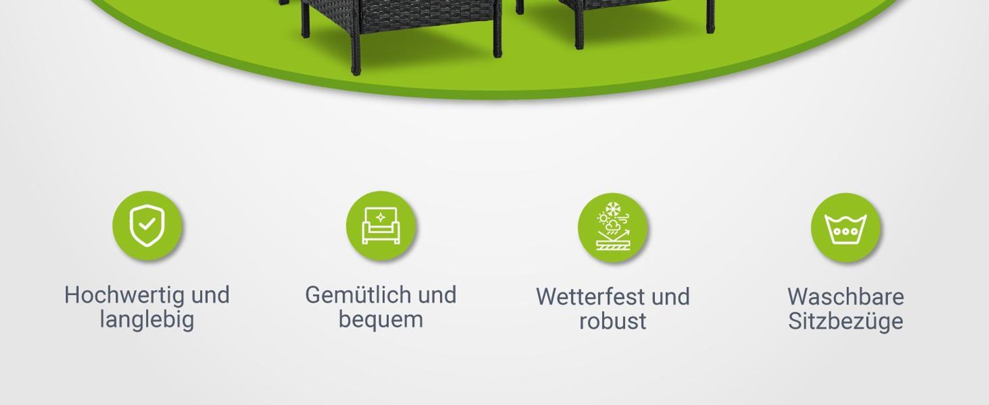 Juskys Polyrattan Lounge Manacor in Schwarz und Creme