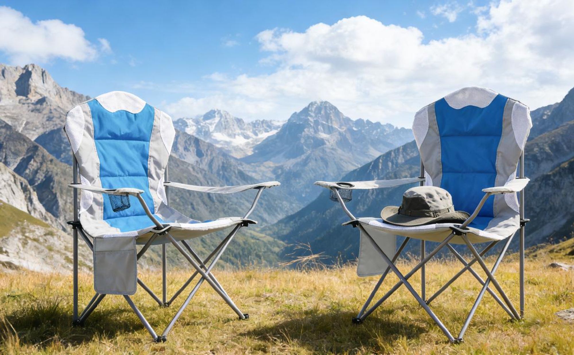 Mondeer Klappbarer Campingstuhl 2er Set mit Aufbewahrungstasche und Getränkehalter Blau