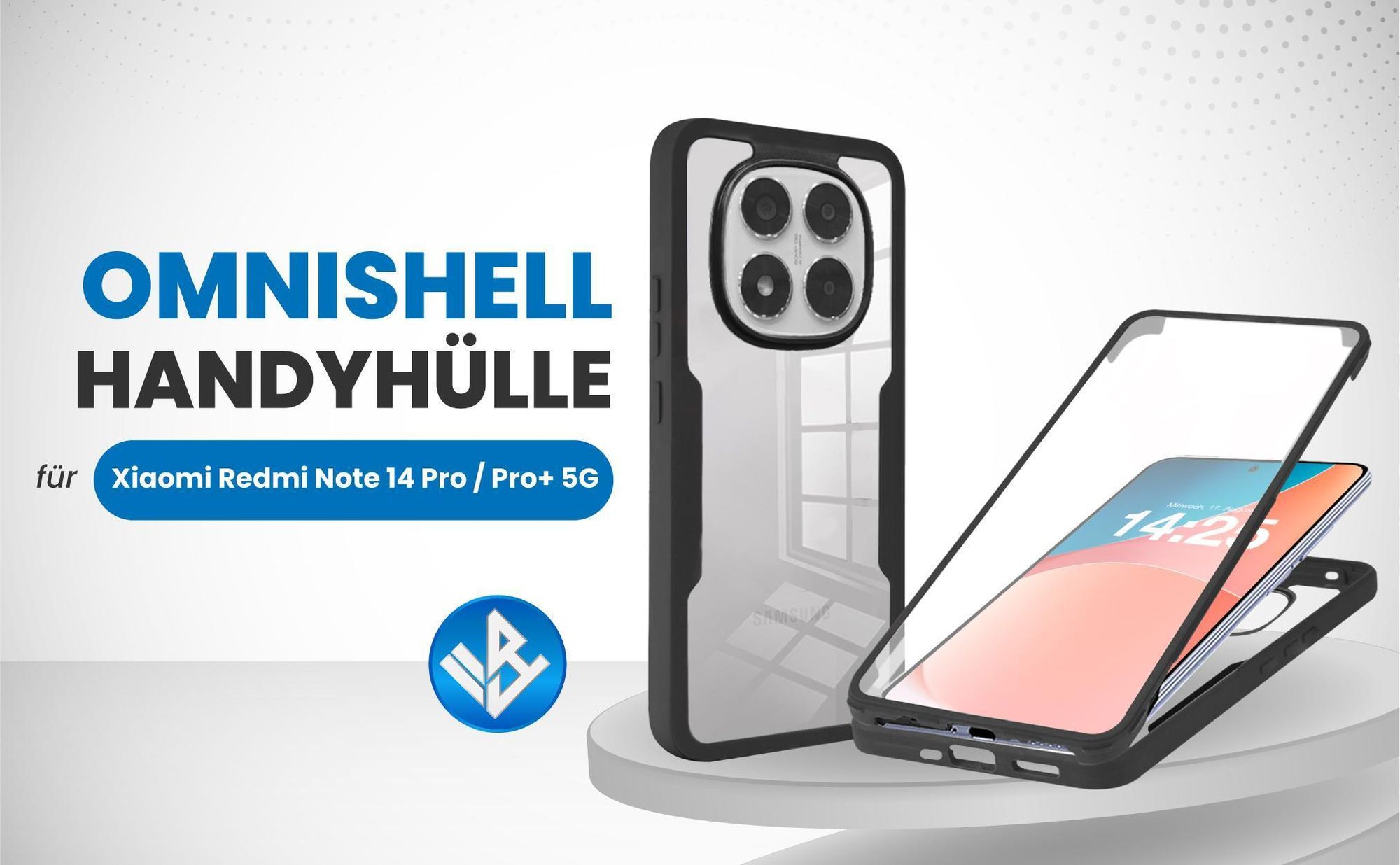 Schwarze 360 Grad Hülle für Xiaomi Redmi Note 14 Pro 5G / Pro+ 5G mit Kameraschutz
