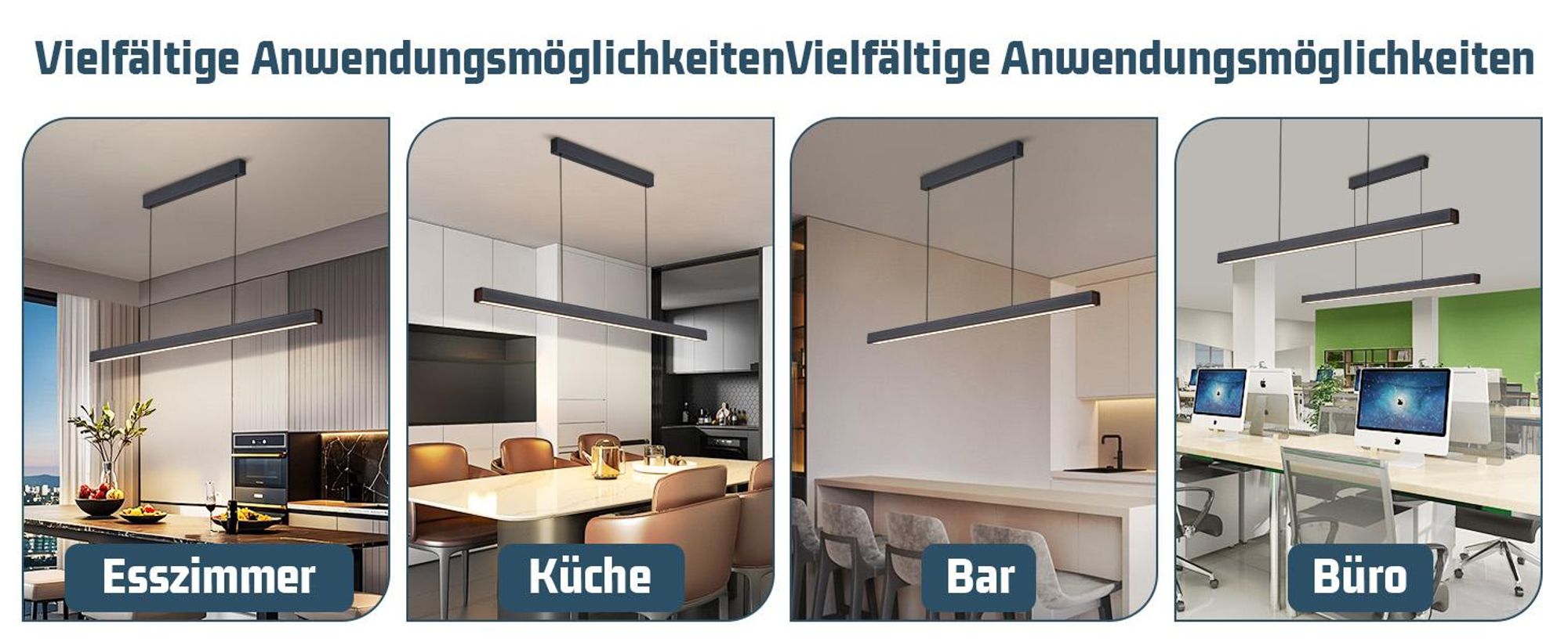 ZMH LED Pendelleuchte Esszimmer Hängelampe Dimmbar Fernbedienung 37W Esstischlampe 108CM Pendelleuchten für Küche Bar Wohnzimmer Schwarz
