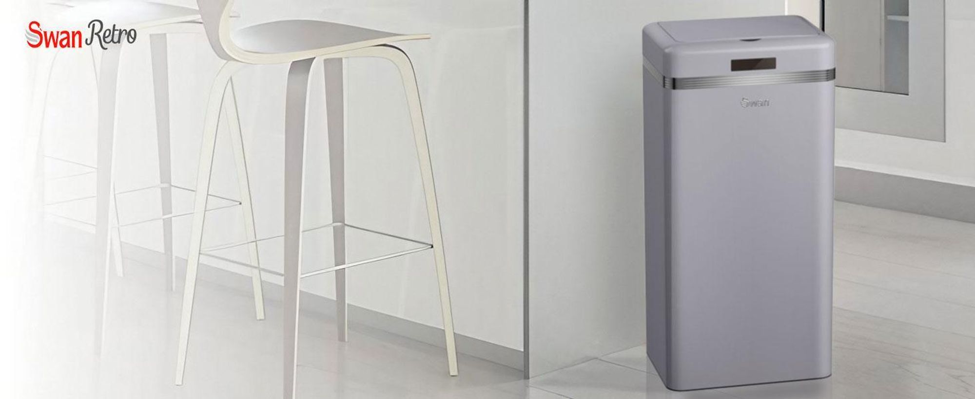 SWAN SWKA4500RNEU Retro Mülleimer mit Automatisch öffnender Sensor, Metall, 45 L, Vintage-Design Rot