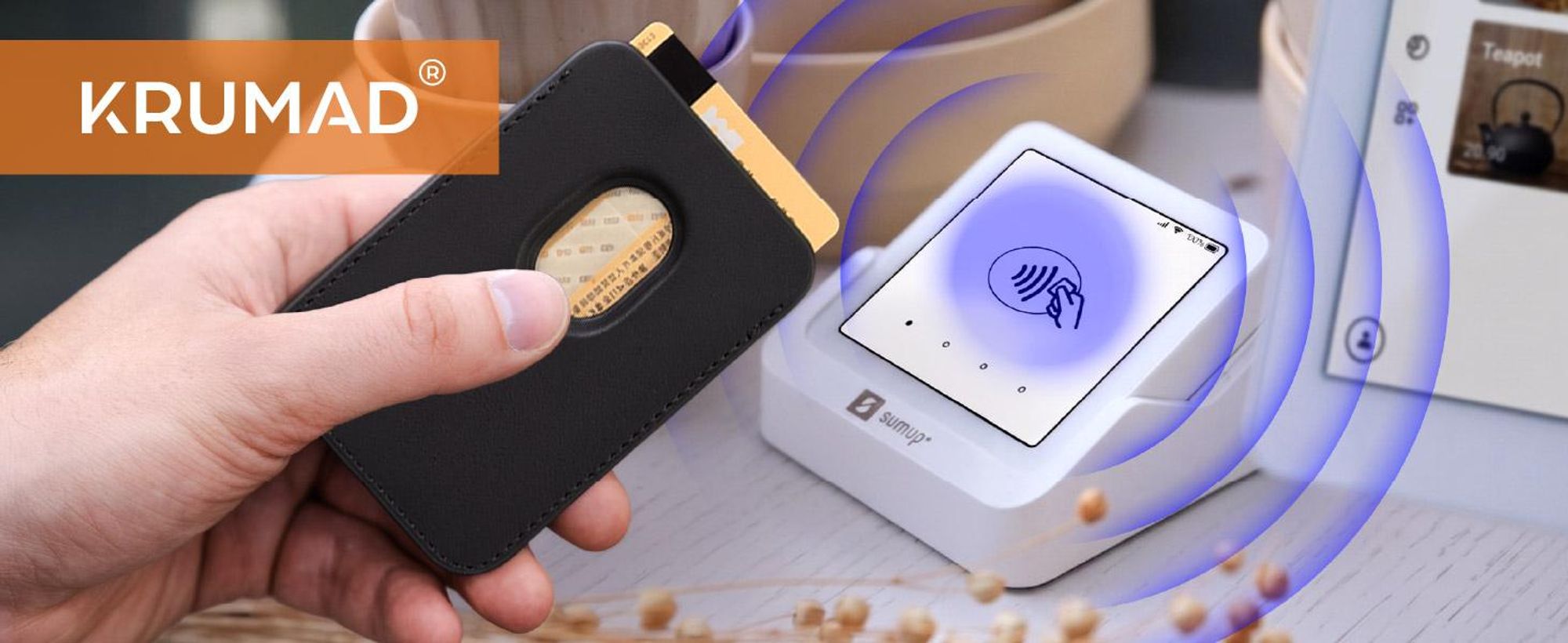 KRUMAD Wallet Kartenhalter, Kartenhalter für Handy, Magnet Wallet Slim, Kartenhalter mit 13 Magneten, Kartenetui, Mini Portemonnaie, Schwarz