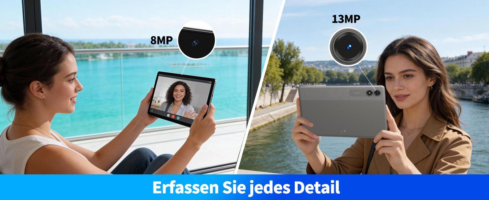 KOBONA-VEKFULPC T50 Tablet mit Stift, Android 16 und Gemini-KI, 11 Zoll, 5G wifi, 24GB(6+18)RAM+128GB, 8000mAh Reverse Charging
