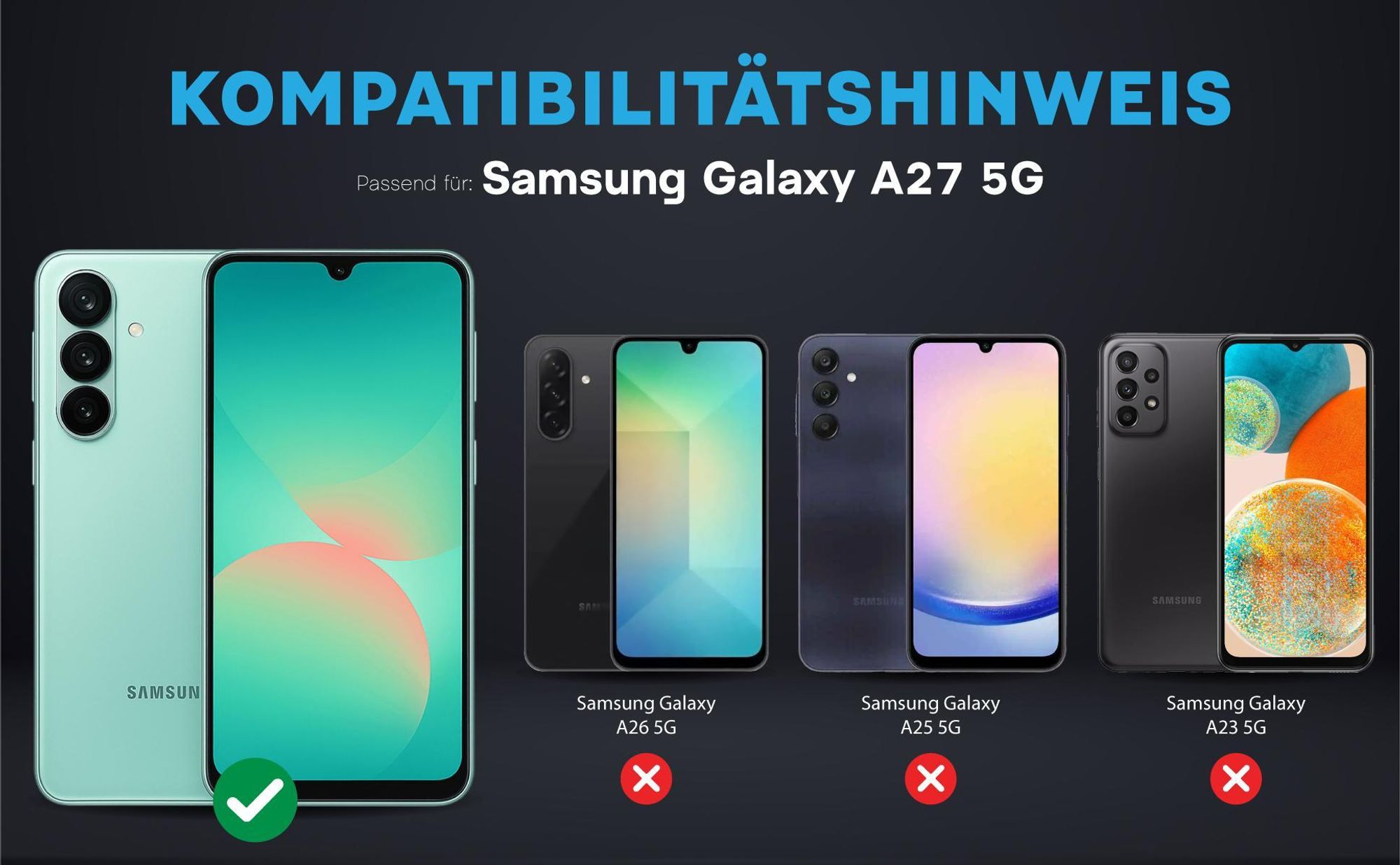 Kompatibilitätshinweise Kameraglas für Samsung Galaxy A27 5G