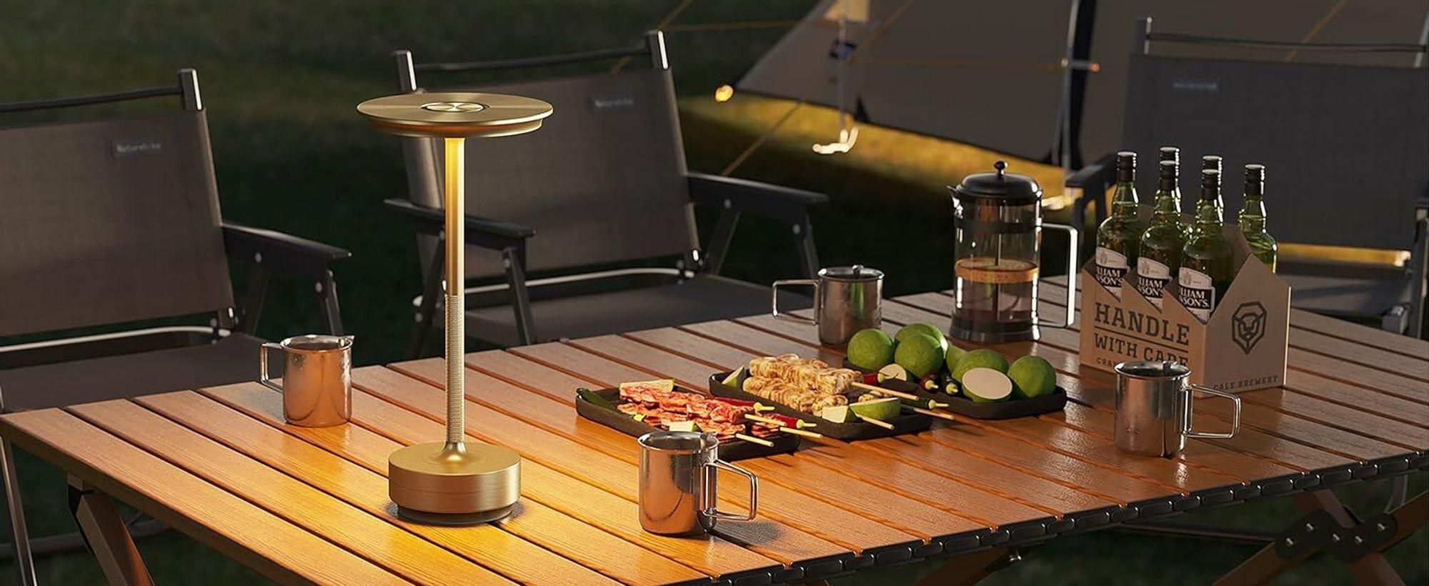 6er Set Kabellose Dimmbare LED Akku Tischleuchten, Touch Tischlampen, 3 Lichtfarben, Nachttischlampen für Wohnzimmer Schlafzimmer, Gold