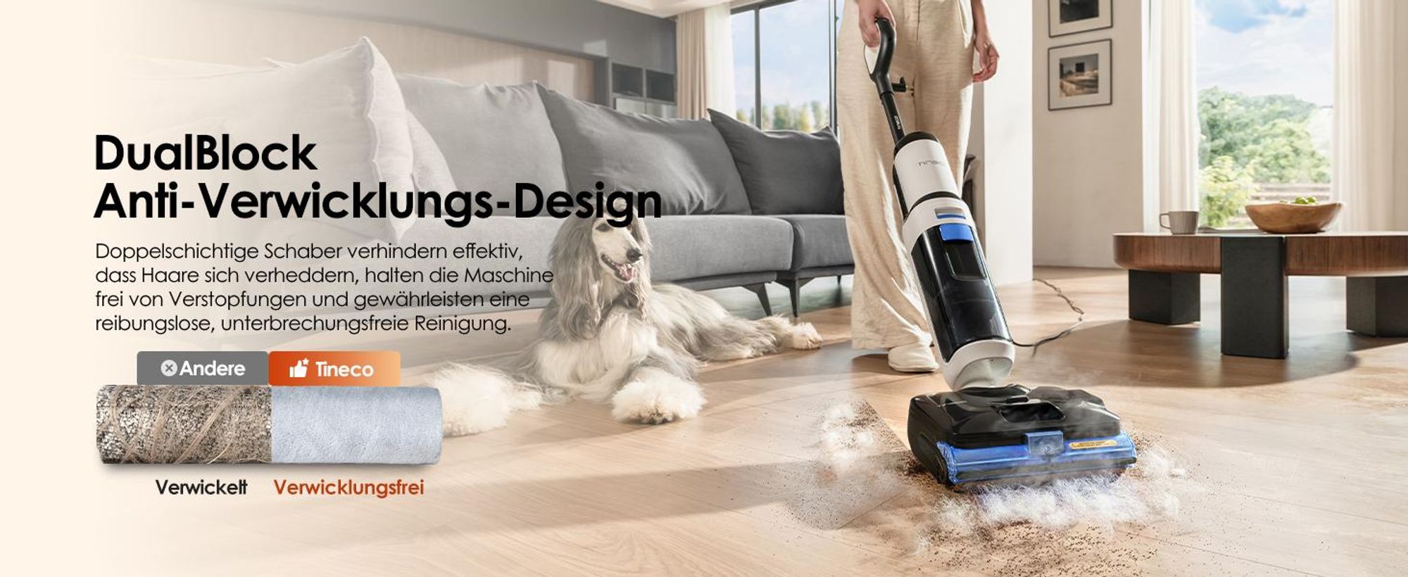 Tineco FLOOR ONE S6 Stretch Steam Nass Trockensauger mit Kabel, 160℃ Dampfreiniger, BoostSteam, 180°Lay-Flat, Anti-Tangle, FlashDry Selbstreinigung